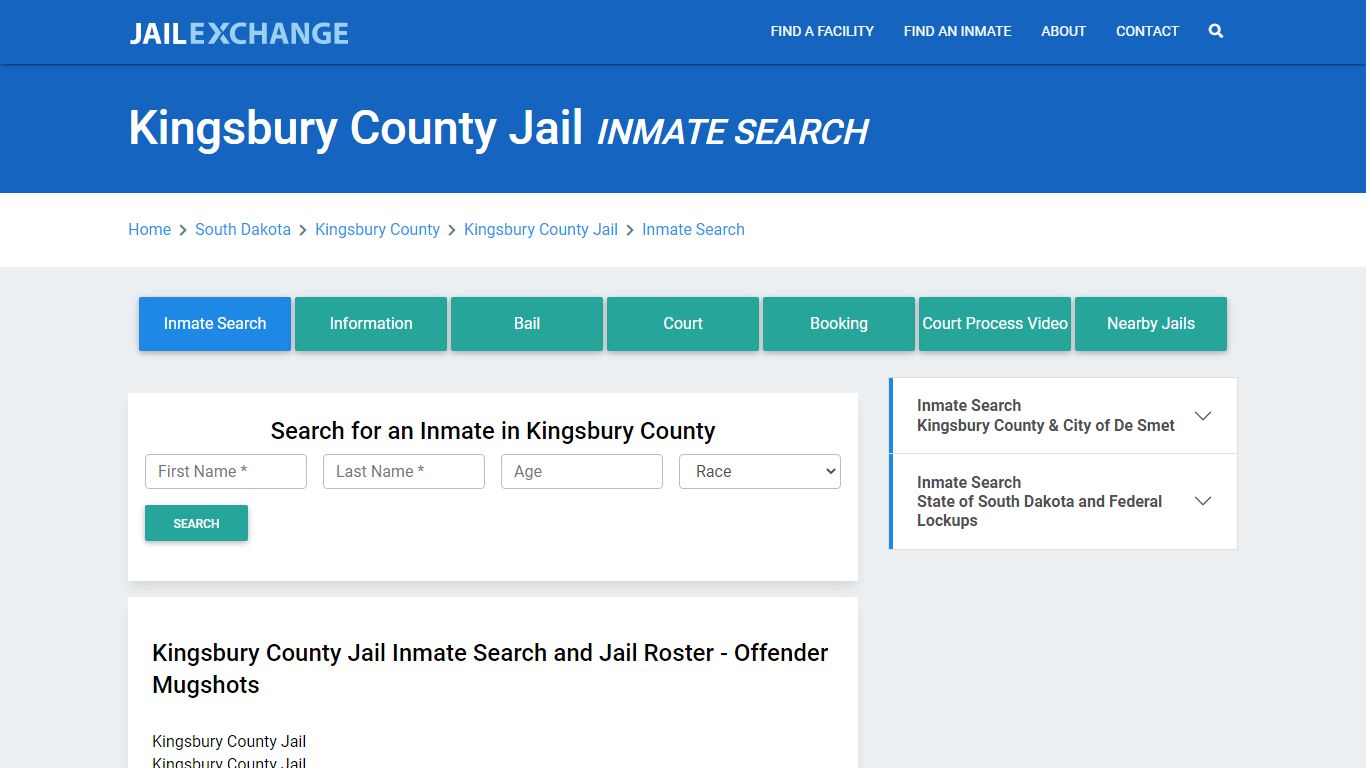 Kingsbury County Jail, SD Inmate Search: Roster & Mugshots